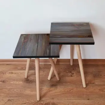 Set tavolinash ndihmëse të mbivendosura, dy copë, ngjyrë kafe dhe gri, Skye Decor, 2Shp120