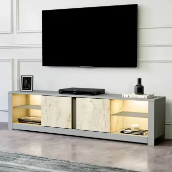 Komodë TV Skye Decor, ngjyrë gri, travertin, Aydos
