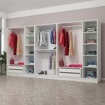 Dollap rrobash Skye Decor, i bardhë, 360x210x52cm, 8 pjesë