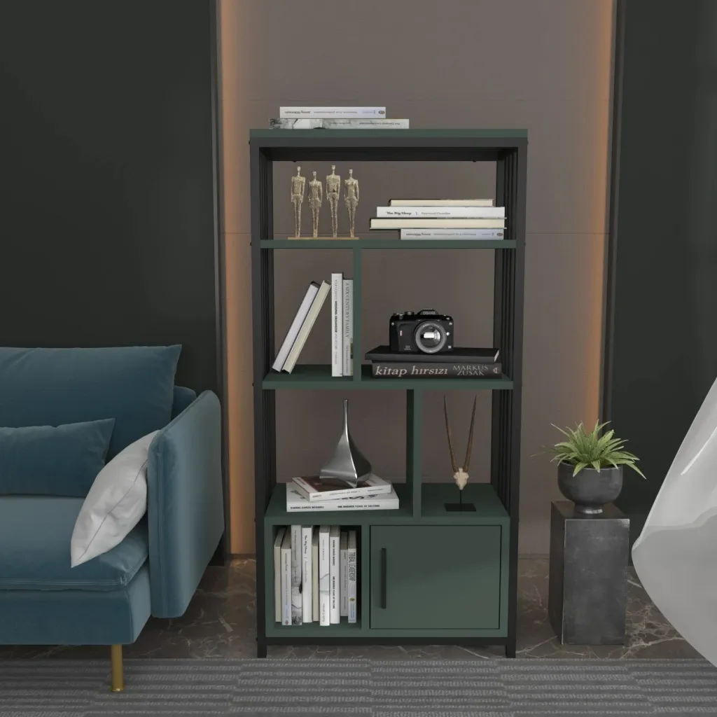 Raft librash Skye Decor, Valero, ngjyrë e zezë dhe e gjelbër - 1