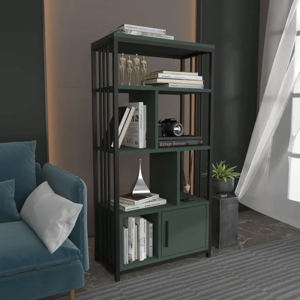 Raft librash Skye Decor, Valero, ngjyrë e zezë dhe e gjelbër - 2