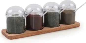 Set kavanozash për erëza me raft kuzhine, ngjyrë druri dhe vjollcë, Hermia Concept, 626