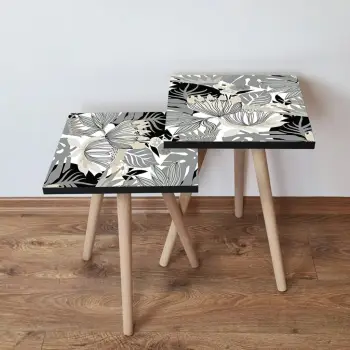 Set tavolinash të ndërlidhura, Skye Decor, 2 copë, ngjyrë e zezë