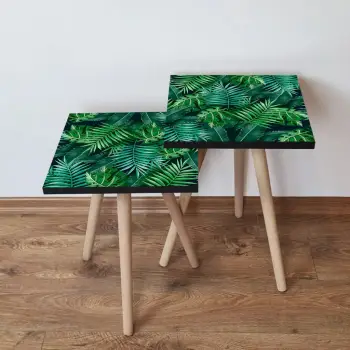 Set tavolinash të mbivendosura, Skye Decor, 2 copë, ngjyrë e gjelbër dhe e zezë, 2Shp202