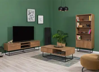 Set mobiljesh për dhomë dite, ngjyrë arrë dhe e zezë, Skye Decor, Laxus Takım 11