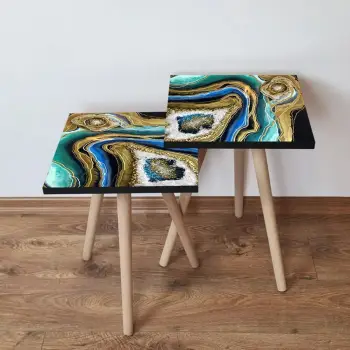 Set tavolina ndihmëse me dizajn shumëngjyrësh Skye Decor, 2 copë, 2Shp110