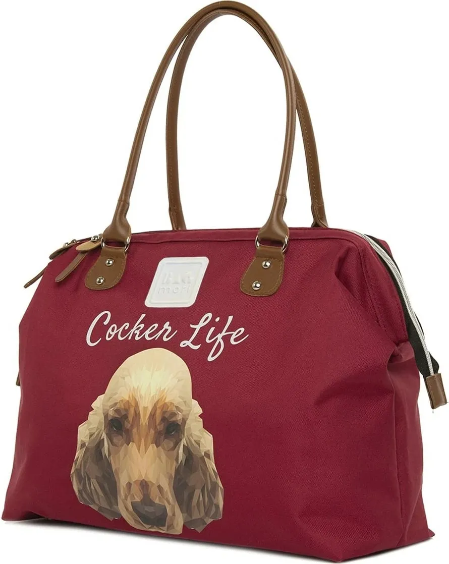 Çantë dore e madhe, ngjyrë e kuqe e errët, Zoozie Bags, 'Cocker Life' - 2