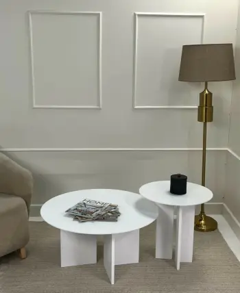 Set tavolinash kafeje Skye Decor, Leo (45 + 42), të bardha