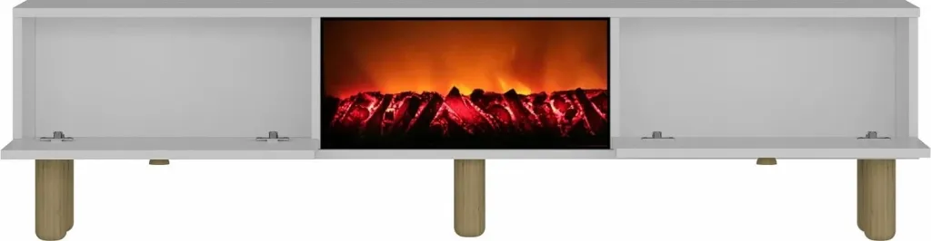 Komodë TV Skye Decor, Polen Bohem me oxhak dekorativ, e bardhë - 5