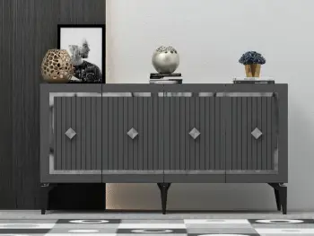 Konsol Skye Decor, ngjyrë antracit dhe argjendi
