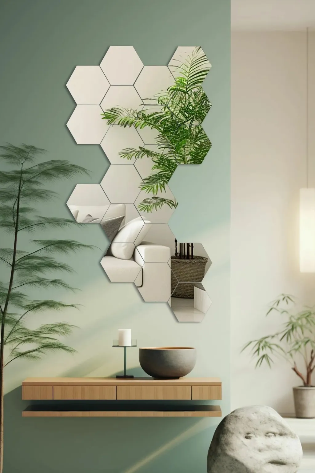 Set pasqyrash gjashtëkëndore, argjend, Skye Decor, 20 copë - 1