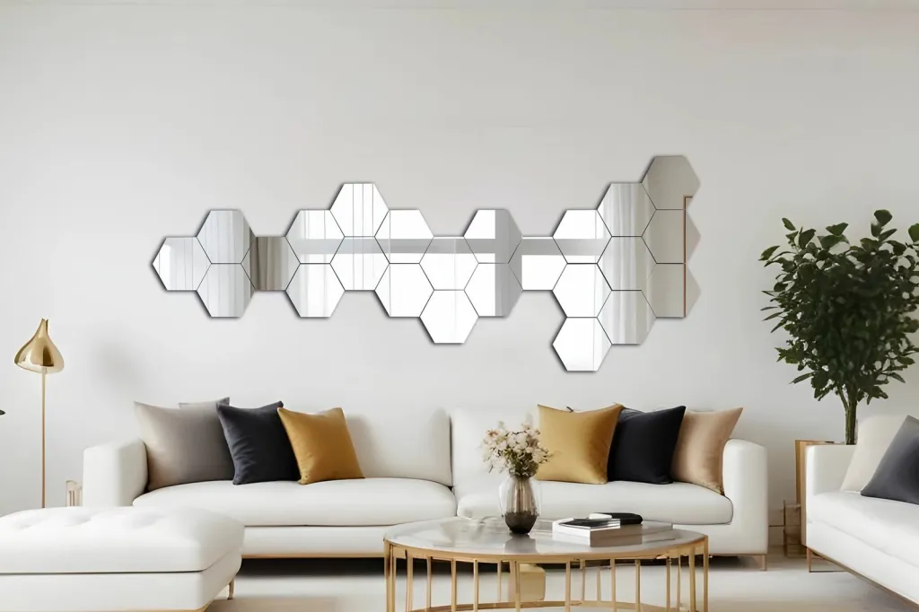 Set pasqyrash gjashtëkëndore, argjend, Skye Decor, 20 copë - 2