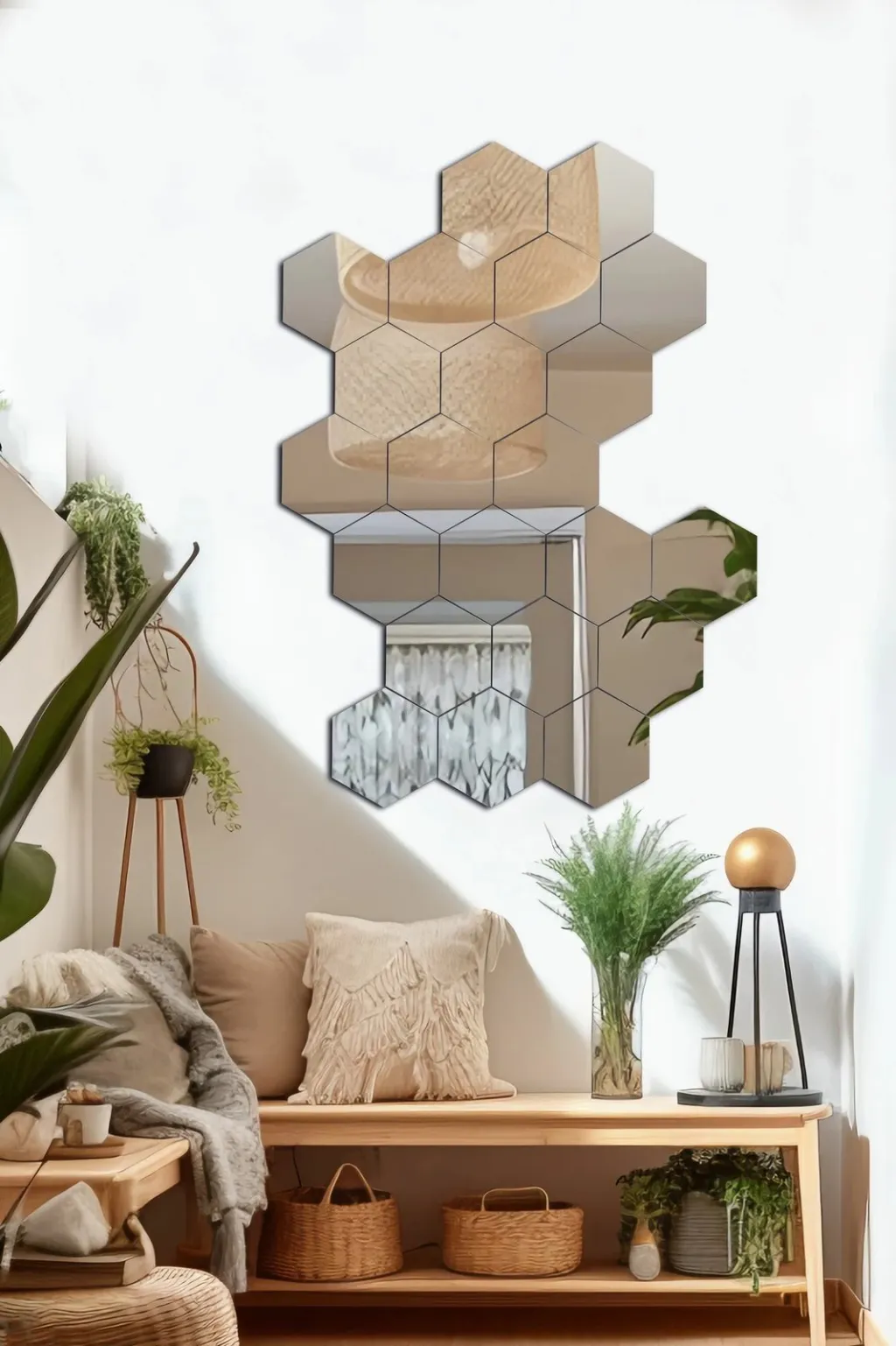 Set pasqyrash gjashtëkëndore, argjend, Skye Decor, 20 copë - 4