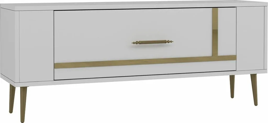 Komodë TV, ngjyrë e bardhë dhe ari, Skye Decor, Retrop1 - 4