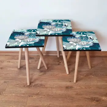 Set tavolinash të mbivendosura, 3 copë, Skye Decor, 3Shp210, ngjyrë e bardhë