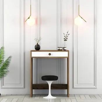 Tavolinë grimimi Skye Decor, Lizbon, ngjyrë arre dhe e bardhë