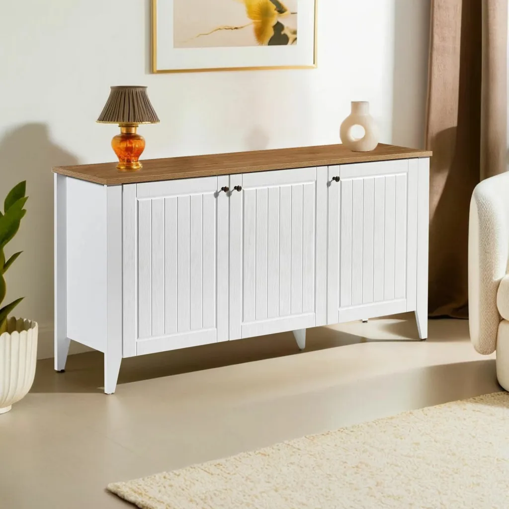 Konsol Skye Decor, Tuval 067, ngjyrë lis dhe e bardhë, 150x76x39cm - 1