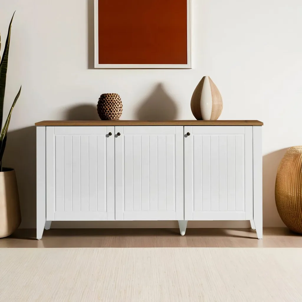 Konsol Skye Decor, Tuval 067, ngjyrë lis dhe e bardhë, 150x76x39cm - 2