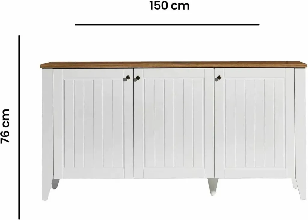Konsol Skye Decor, Tuval 067, ngjyrë lis dhe e bardhë, 150x76x39cm - 9