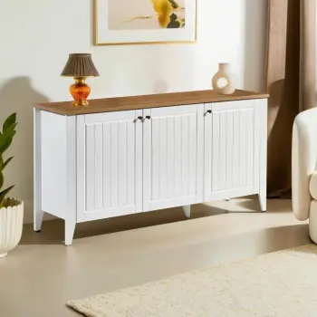Konsol Skye Decor, Tuval 067, ngjyrë lis dhe e bardhë, 150x76x39cm