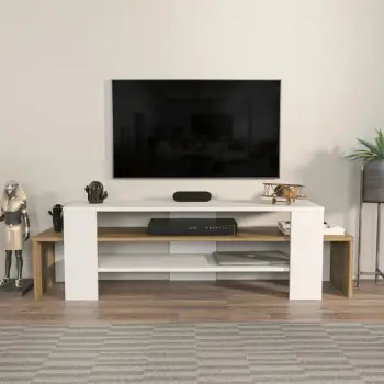 Komodë TV Skye Decor, Lenora, e bardhë dhe arre