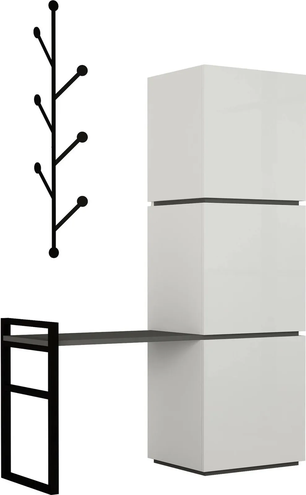 Dollap këpucësh Skye Decor, Mello, bardhë-antracit - 3