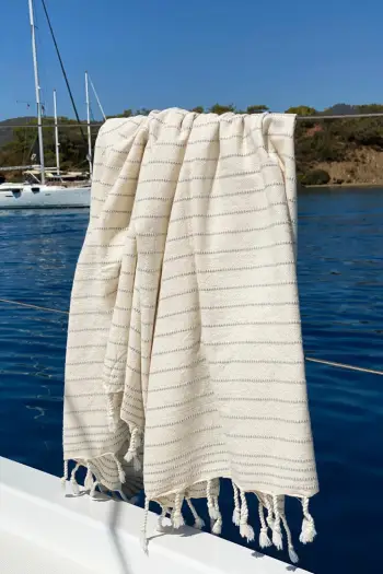 Peshqir plazhi Fouta, ngjyrë gri-krem, Mijölnir, 90x185cm