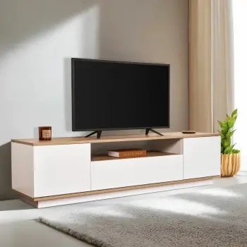 Komodë TV Skye Decor, Veramont, e bardhë, lisi Cadiz