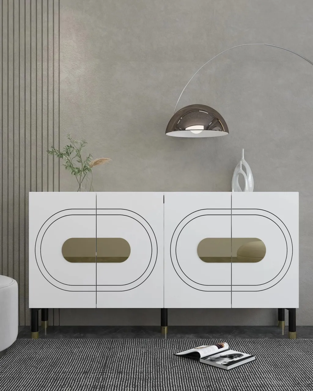Konsol Skye Decor, Demet, e bardhë, e artë - 1