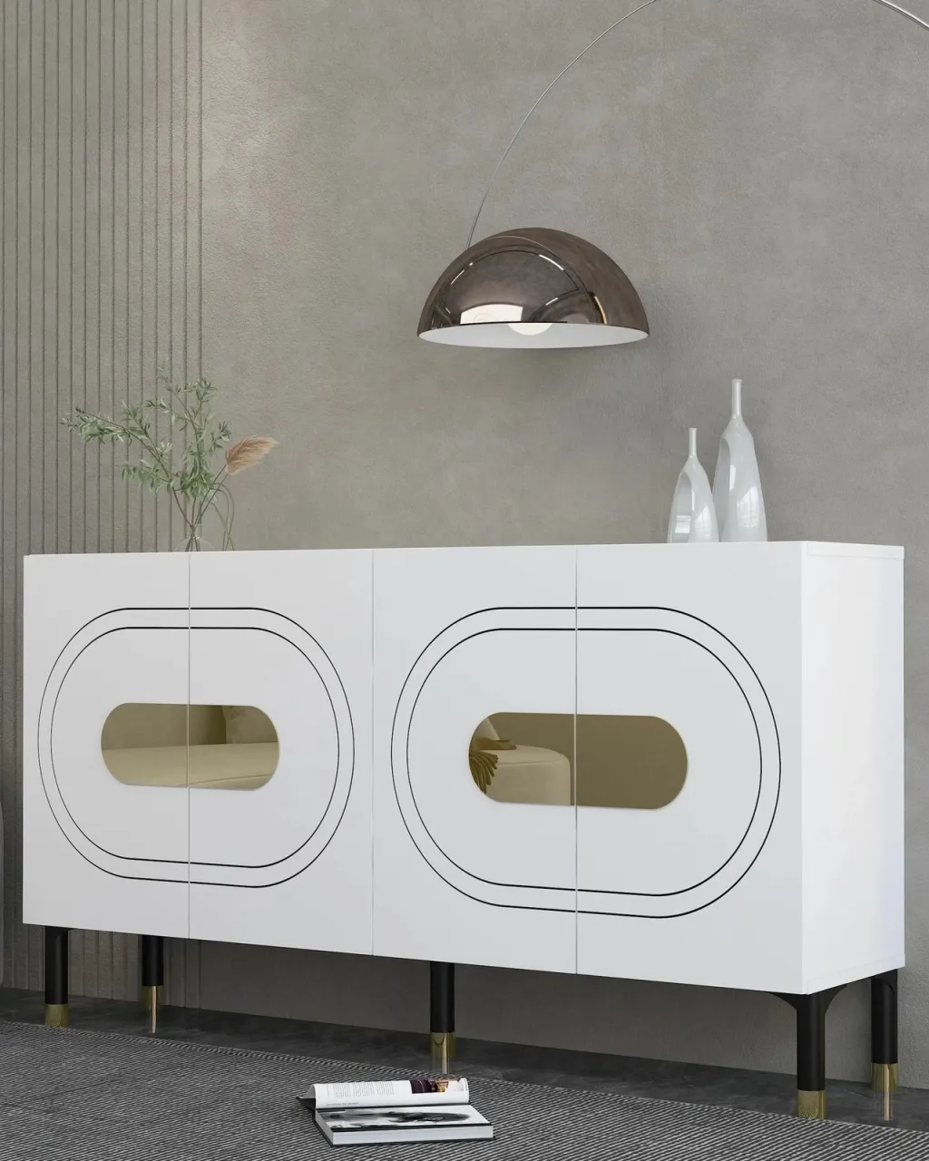 Konsol Skye Decor, Demet, e bardhë, e artë - 2