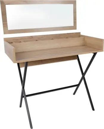 Tavolinë grimi moderne, ngjyrë lis dhe e zezë, Skye Decor, Hive