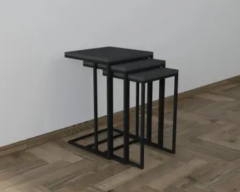 Set tavolinash ndihmëse të vendosshme, 3 copë, ngjyrë e zezë, antracit, Skye Decor