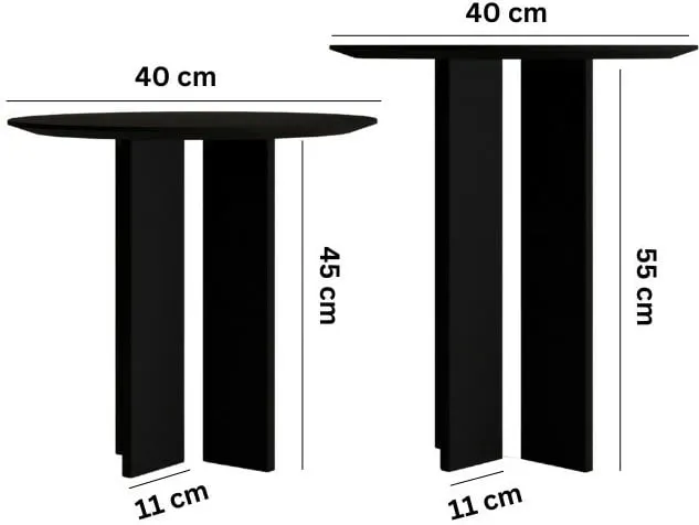 Set tavolinash kafeje Skye Decor, Leo (55 + 45), ngjyrë e zezë - 4