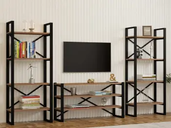 Set mobile për TV dhe rafte librash, ngjyrë Atlantic Pine, Skye Decor, Egzotik