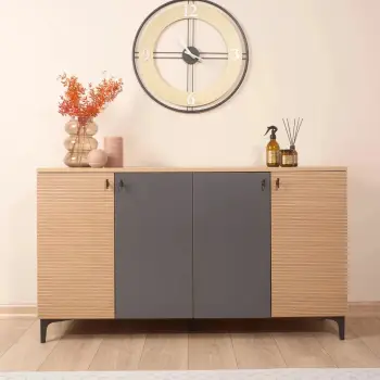 Konsol Skye Decor, ngjyrë lisi dhe antraciti, Tuval 072