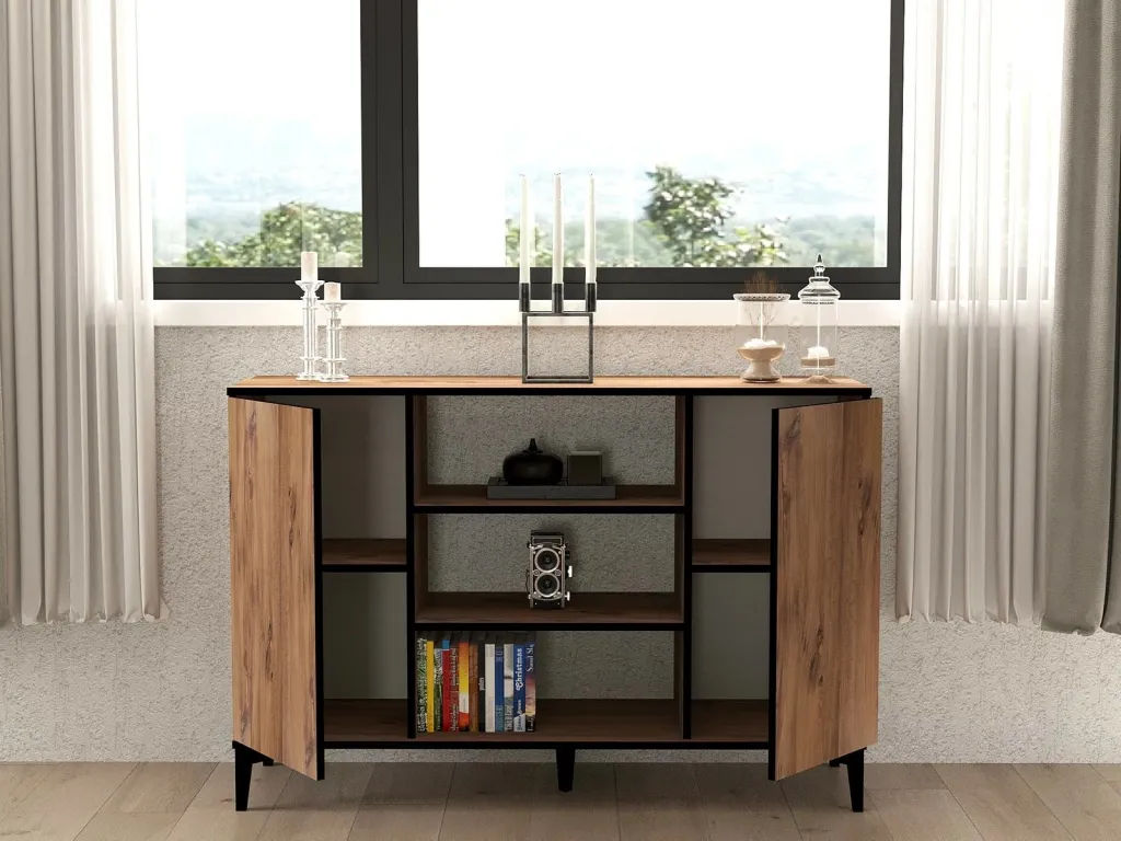 Konsol Skye Decor, bezhë - pishë Atlantiku, e zezë - 2