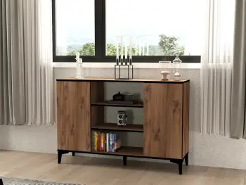 Konsol Skye Decor, bezhë - pishë Atlantiku, e zezë