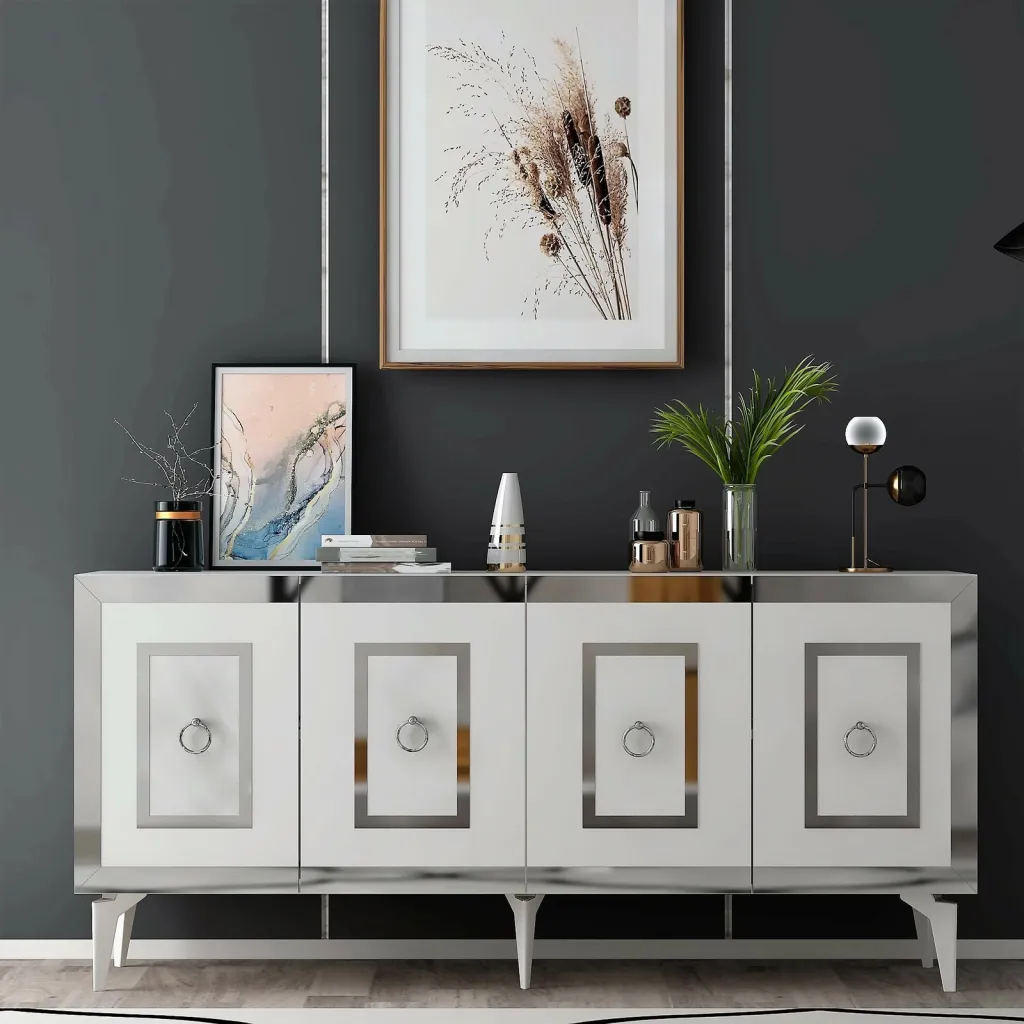 Konsol Skye Decor, e bardhë, argjend - 1