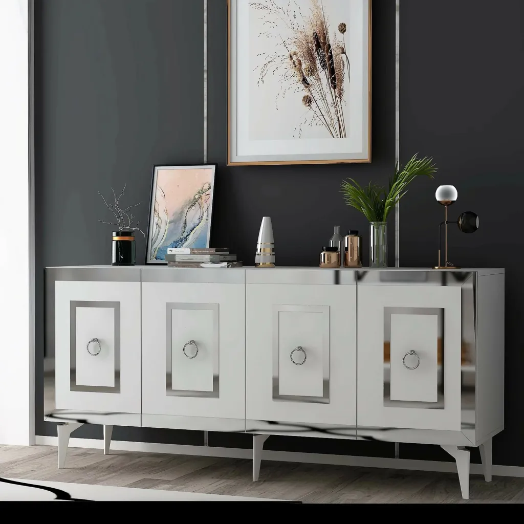 Konsol Skye Decor, e bardhë, argjend - 2