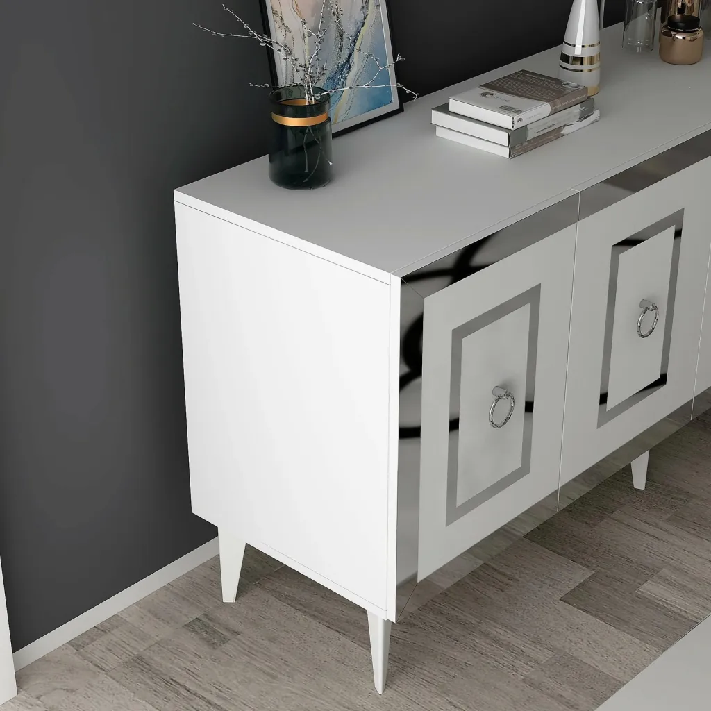 Konsol Skye Decor, e bardhë, argjend - 5