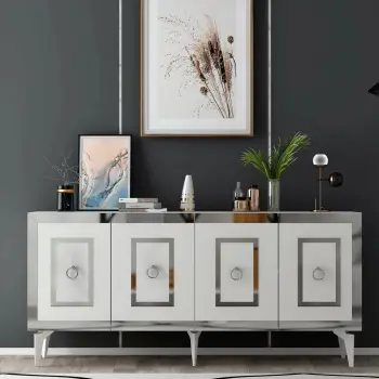 Konsol Skye Decor, e bardhë, argjend