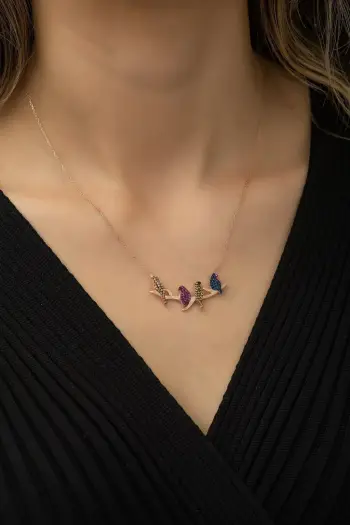 Qafore argjendi Jumeon, ngjyrë rozë e artë, blu navy, fuchsia, TRDYL679