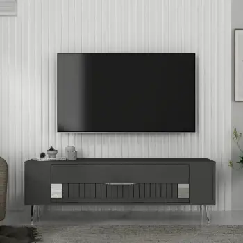 Komodë TV Skye Decor, Retrolp4, antracit, argjend