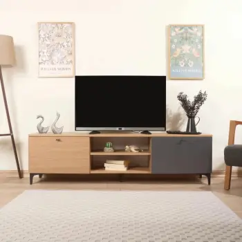 Komodë TV, Skye Decor, Tuval 073, ngjyrë lis dhe antracit, 180x50x38cm