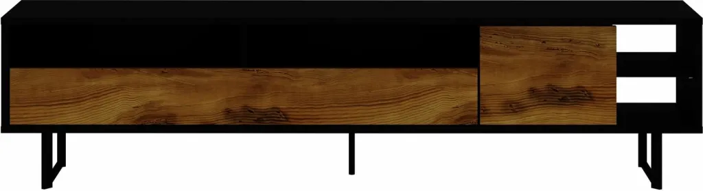 Komodinë TV Skye Decor, ngjyrë e zezë dhe lis, Luga - 7