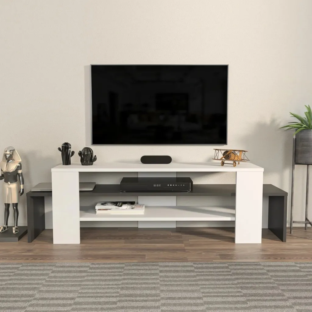 Komodë TV Skye Decor, Lenora, e bardhë dhe antracit - 1