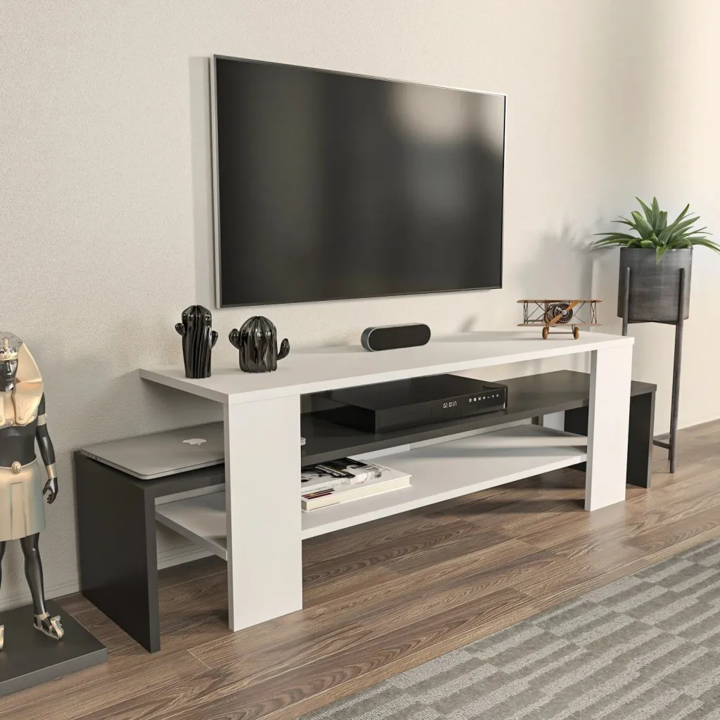 Komodë TV Skye Decor, Lenora, e bardhë dhe antracit - 3