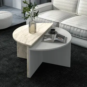Set tavolinash kafeje Skye Decor, Dolunay, gri, travertin
