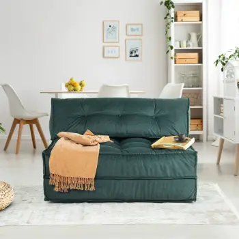 Divan-krevat 2 vende, Atelier del Sofa, kadife, ngjyrë jeshile petrol