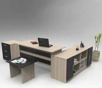 Set mobiljesh për zyre, Skye Decor, VO13-OB, ngjyrë lis dhe e zezë
